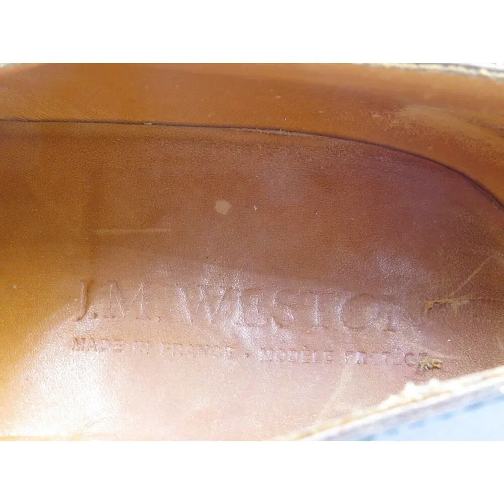 vintage J.M. Weston Brown Split Toe Derby Mens 9D French Leather Old Money